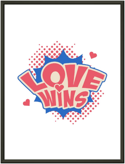 Metal Frame Wall Poster - Love Wins Design