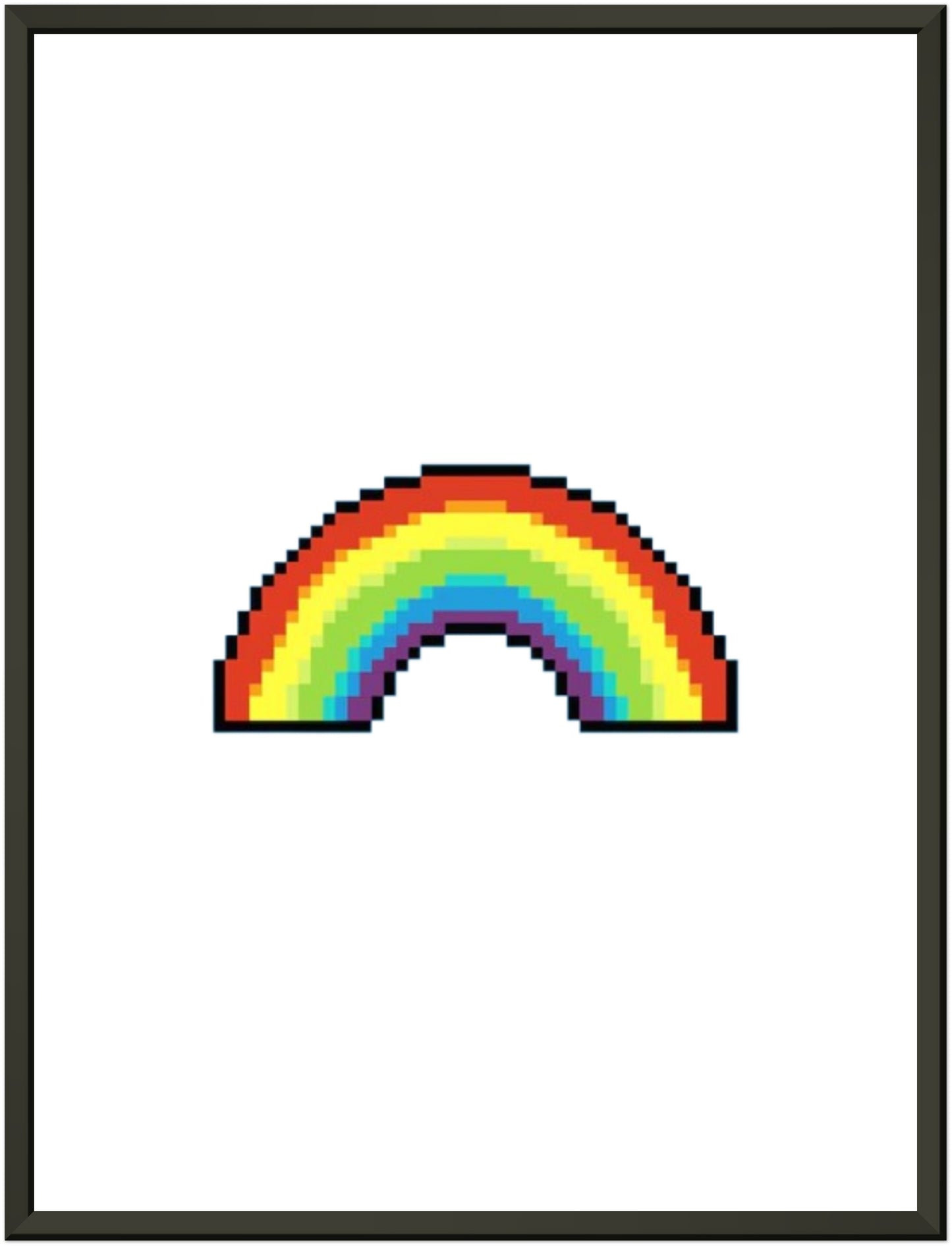 Metal Frame Wall Poster -  Pixelated Rainbow Design