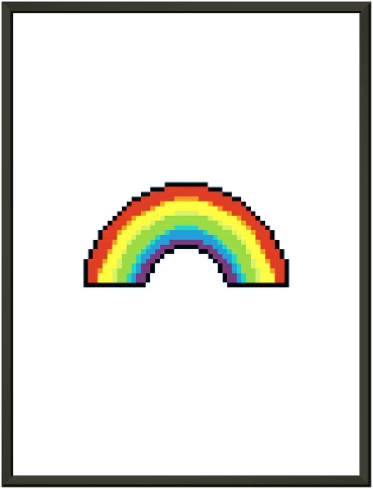 Metal Frame Wall Poster -  Pixelated Rainbow Design